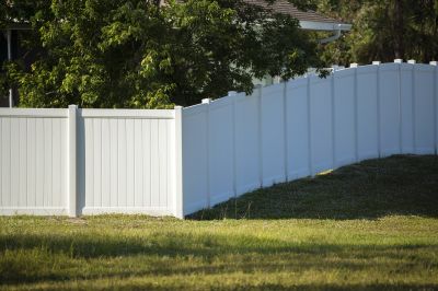 Gray Vinyl Fence Installation